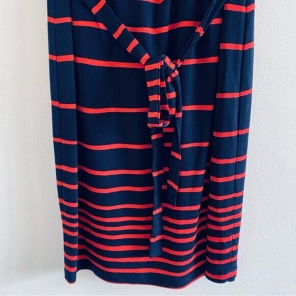 En Focus Studio Sheath Career Dress Womens 8 Blue Red Striped Tie Belt Office - Picture 6 of 8